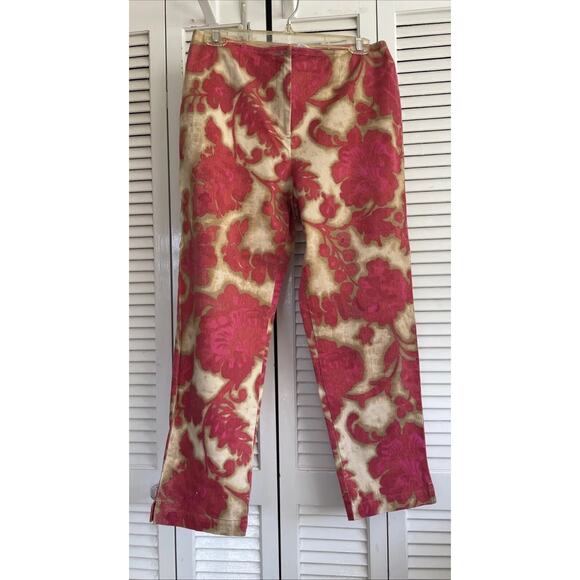Sigrid Olsen Sz 10P Sport Women's Pink/Beige Floral Pattern Ankle Pant Slacks - Picture 1 of 13